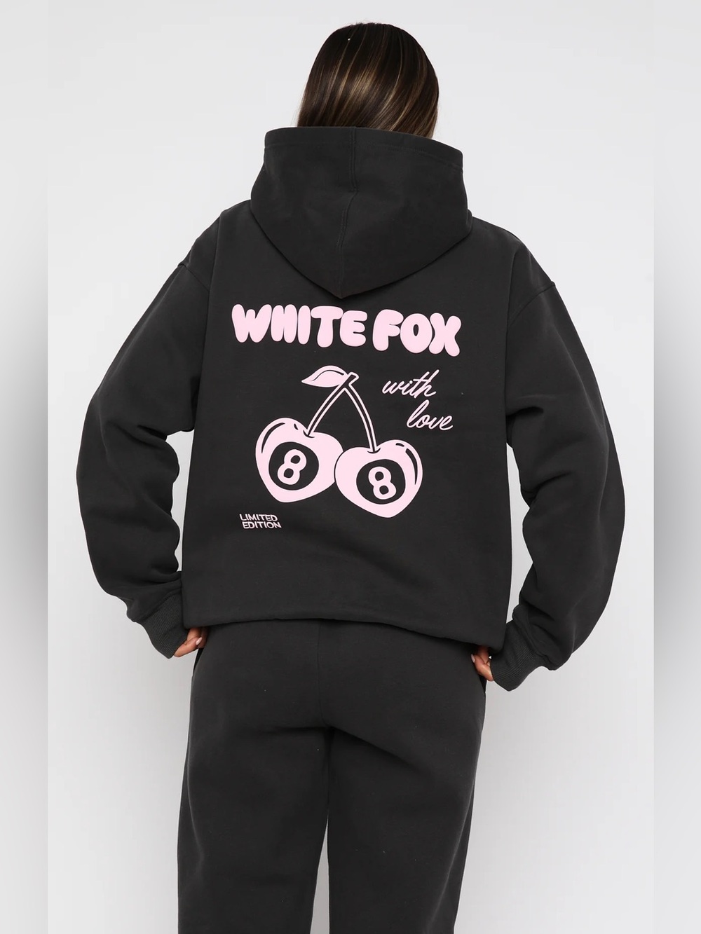 White Fox With Love In The Moment Oversized Hoodie - Charcoal